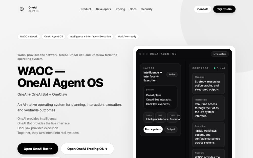 OneClaw Execution Flow — live product screenshot
